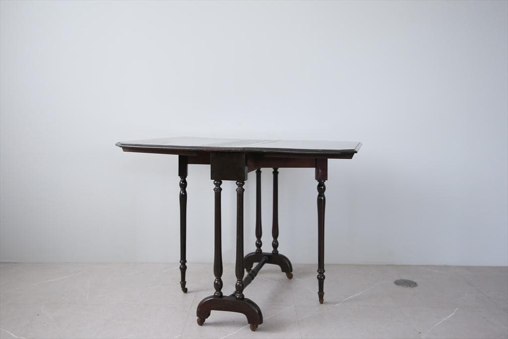 英国アンティーク木製ゲートレッグテーブル/ダイニング机/バタフライ(89-276