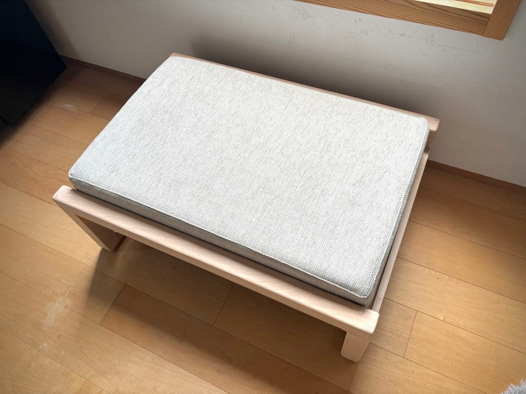 オットマン/玄関スツール　木製ホワイトメープル