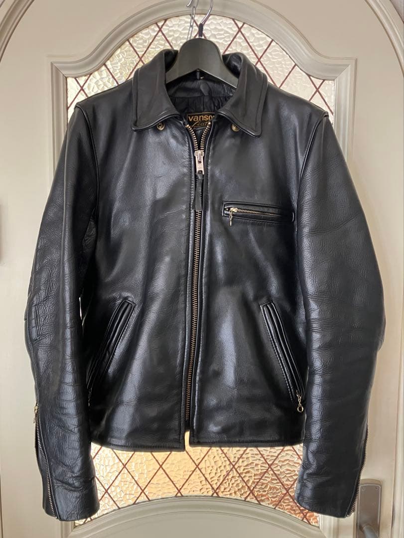 【VANSON】バンソン９D シングルライダースジャケット36 キルトライナー