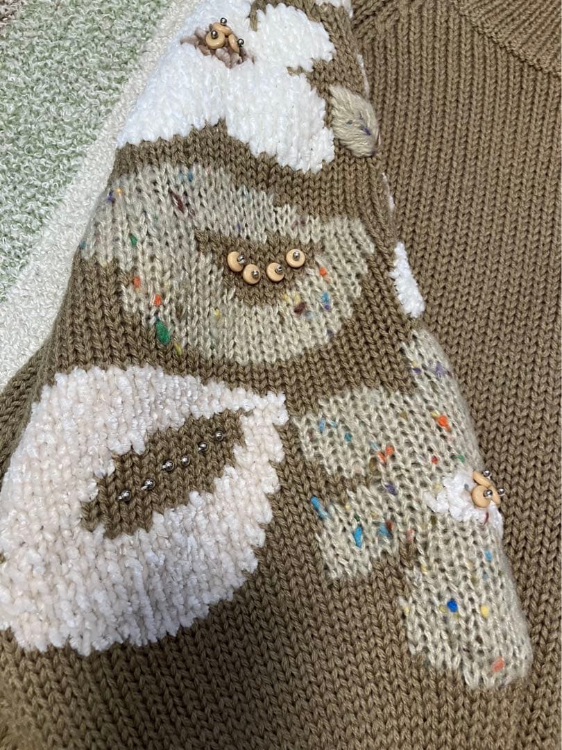 BEARDSLEY ビアズリー花ジャガードニット フラワー 袖ジャガード