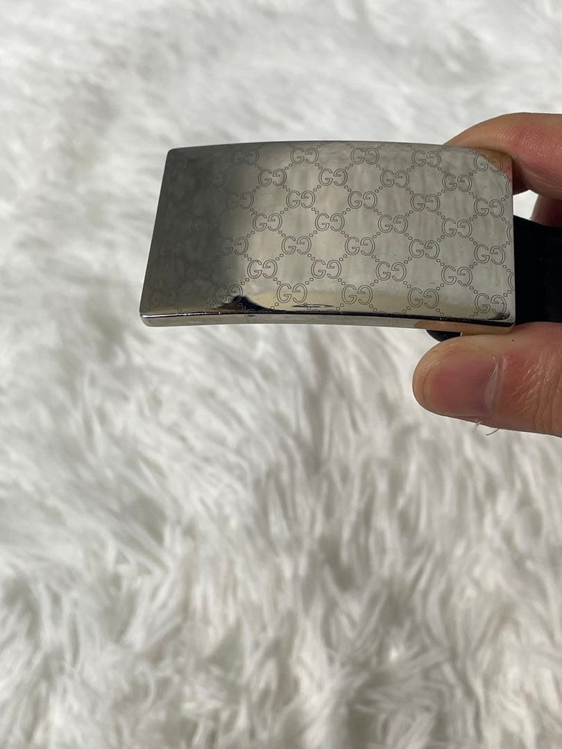 美品　GUCCI グッチ GG柄プレートバックル 本革　レザーベルト