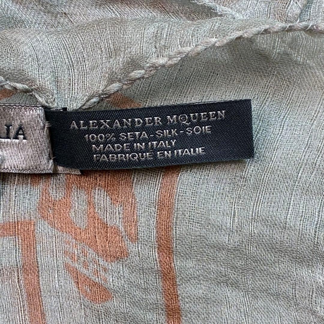 美品✨アレキサンダーマックイーン シルクスカル スカーフ イタリア製グレー