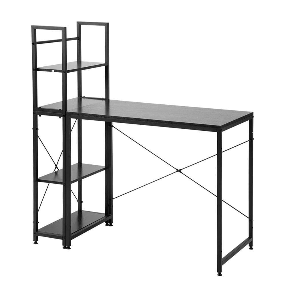【ブラック】パソコンデスク ラック付き デスク ワークデスク 木製 学習デスク