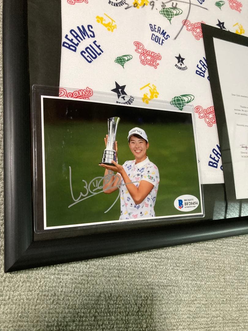 《極貴重》2019全英女子OP優勝　渋野日向子プロサイン入りウェア支給品　額入