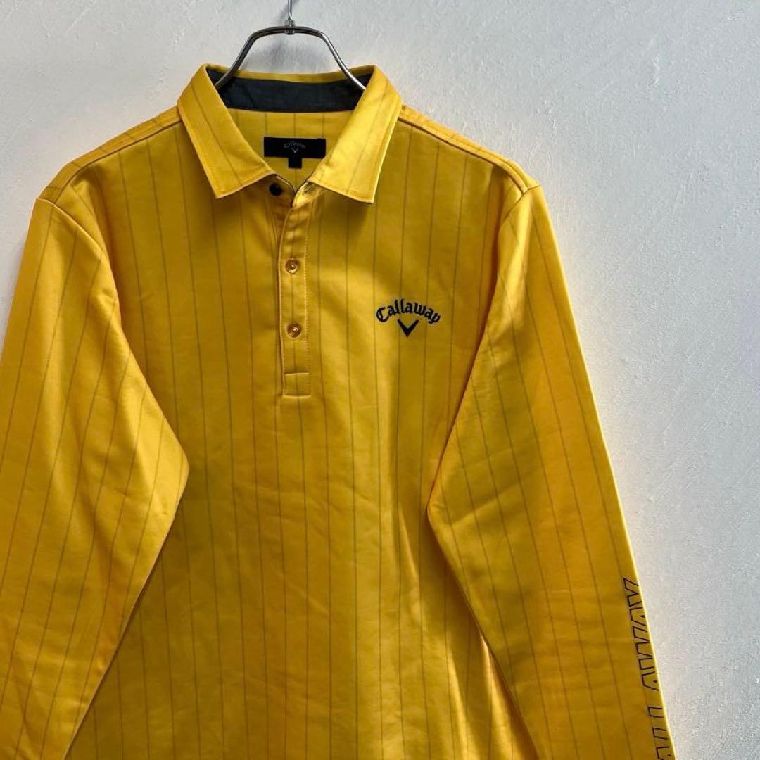 極美 callaway 袖プリント 長袖 ポロシャツ キャロウェイ