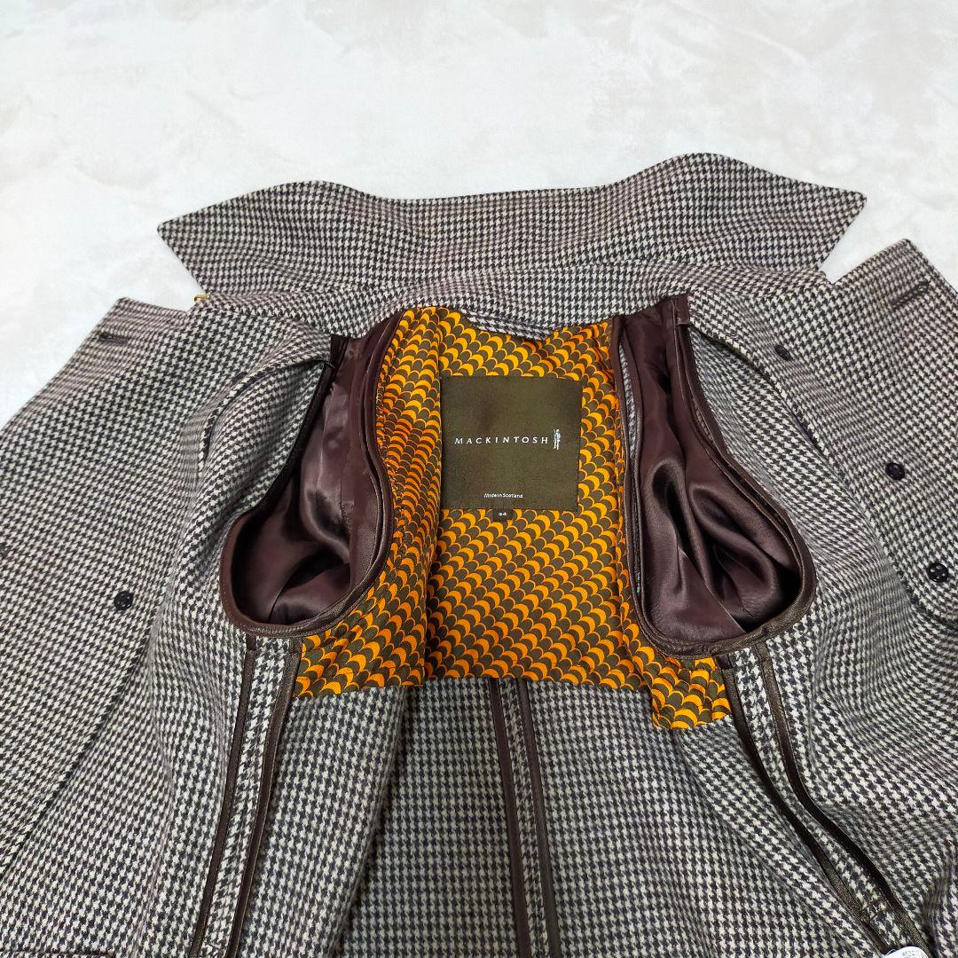 美品　英国製　MACKINTOSH　千鳥格子柄　ウール地　トレンチコート