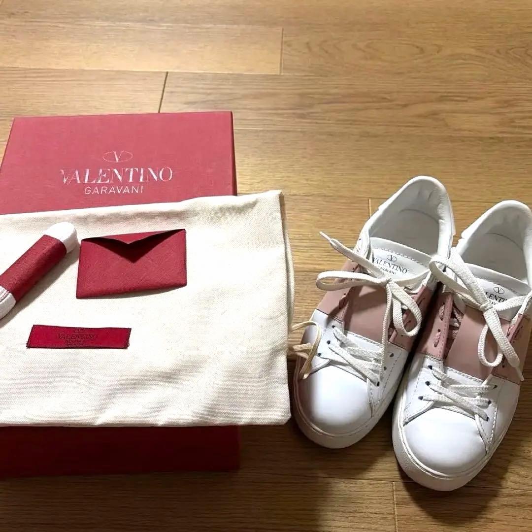 ヴァレンティノガラヴァーニ　ロックスッタズ　レザースニーカー　バイカラー