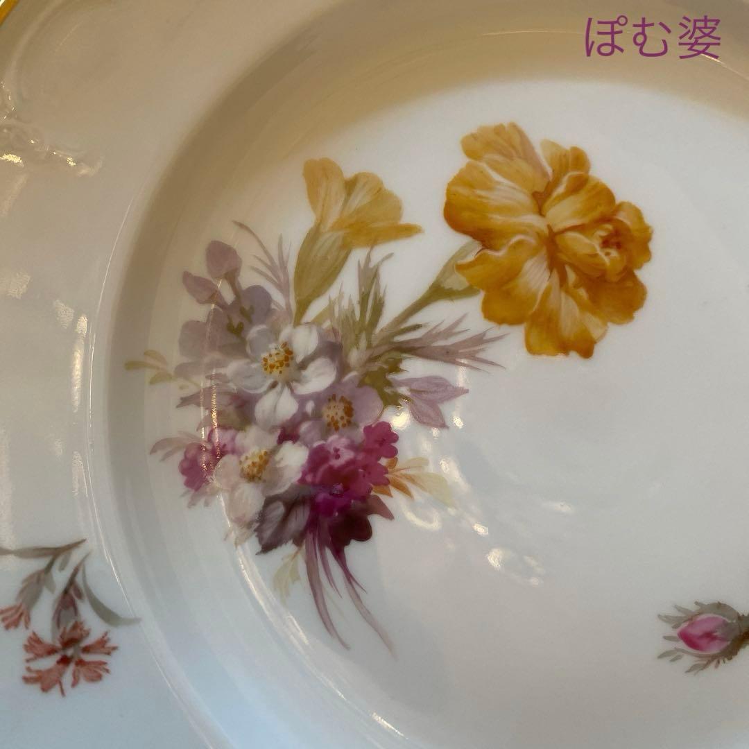 【KPMベルリン】印象派 印象主義「花と蝶」 金彩 レリーフ 皿／ランチョン皿