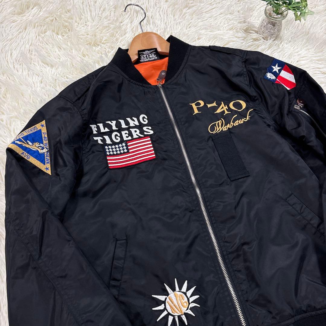 FLYING TIGERS フライングタイガー刺繍 フライトジャケットＬ黒