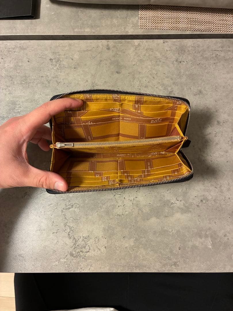 ち*る様 エルメス アザップロング シルクイン 長財布 ブラック