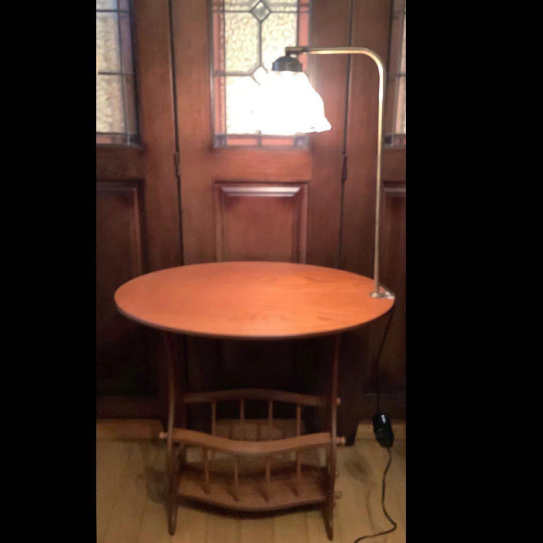 昭和レトロ　家具　木製　照明付き テーブル付き マガジンラック　サイドテーブル