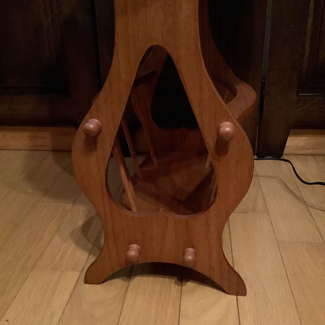 昭和レトロ　家具　木製　照明付き テーブル付き マガジンラック　サイドテーブル