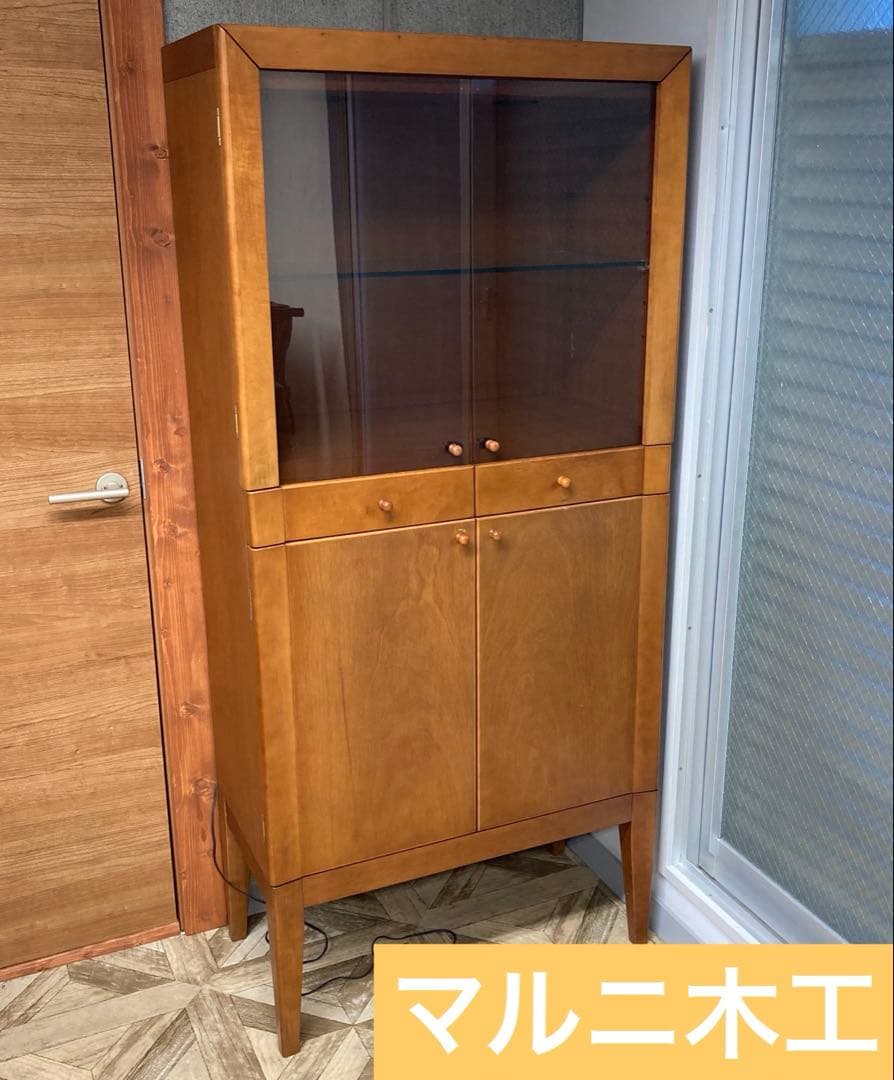 【送料込み】マルニ木工　ダウンライト付きキャビネット　フタバ木工