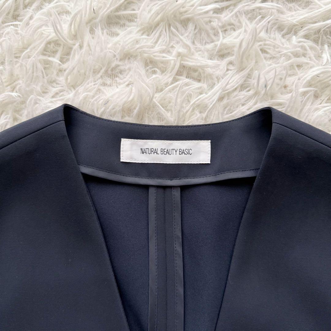 Natural Beauty Basicセットアップスーツ ノーカラー ネイビー