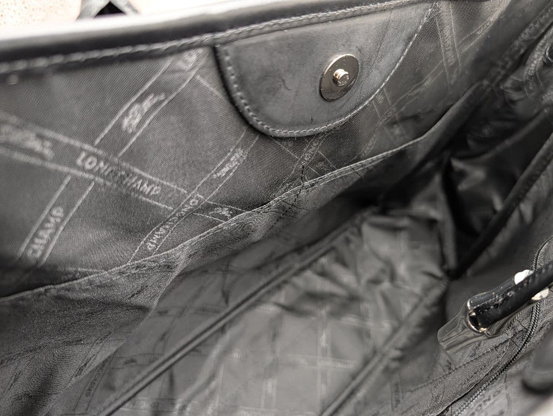 値下げ●LONGCHAMP ロンシャン ブラックトートバッグ メタルロック付き