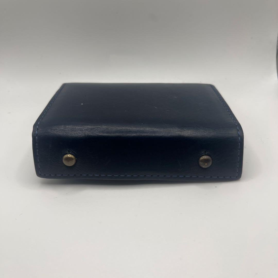 エムピウ　ミッレフォッリエ　ブルー　チョコ ネイビー系　レザー　コンパクト財布