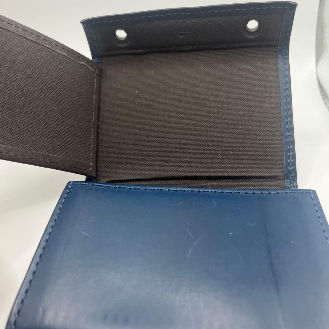 エムピウ　ミッレフォッリエ　ブルー　チョコ ネイビー系　レザー　コンパクト財布