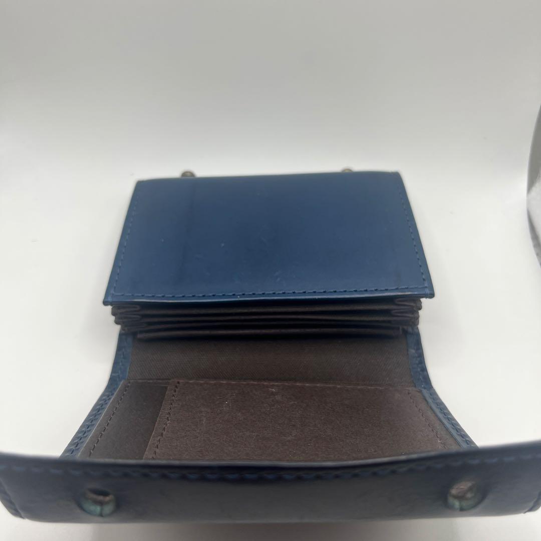 エムピウ　ミッレフォッリエ　ブルー　チョコ ネイビー系　レザー　コンパクト財布