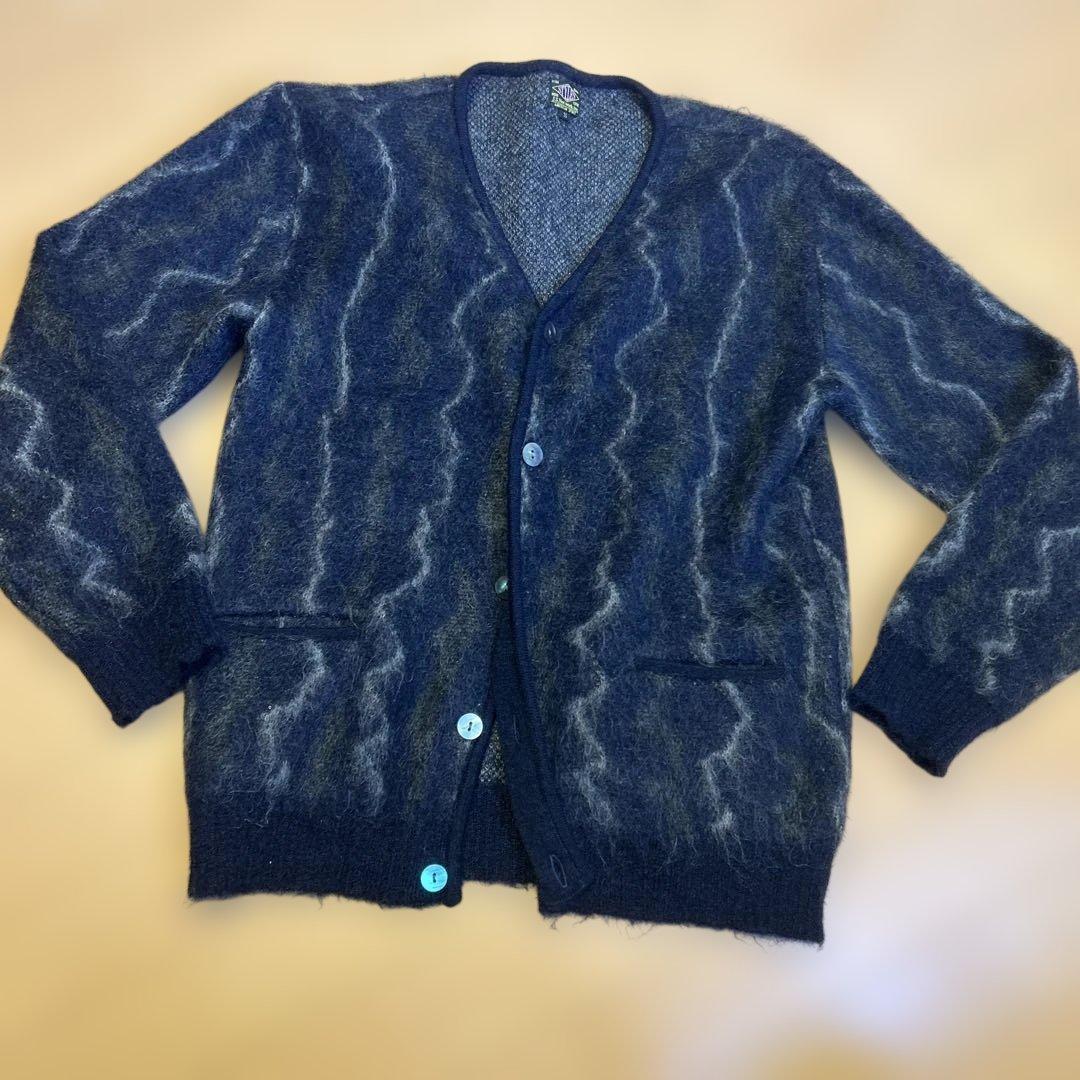 値下げ中 サンダー柄　モヘアカーディガン　ジャンキースタイル　S モヘア55%