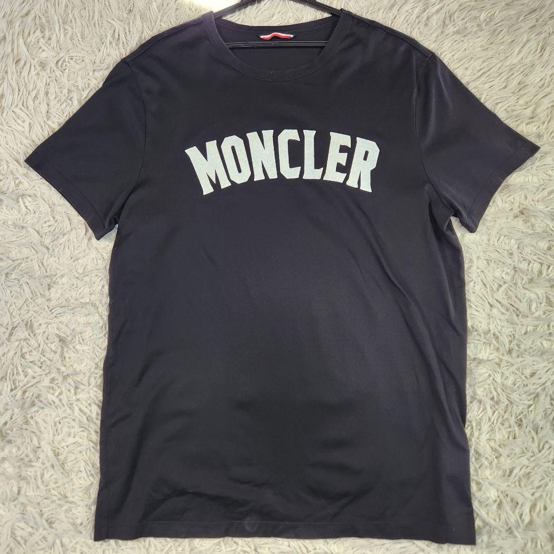 美品 MONCLER モンクレール Tシャツ ロゴプリント 綿100% 黒 L