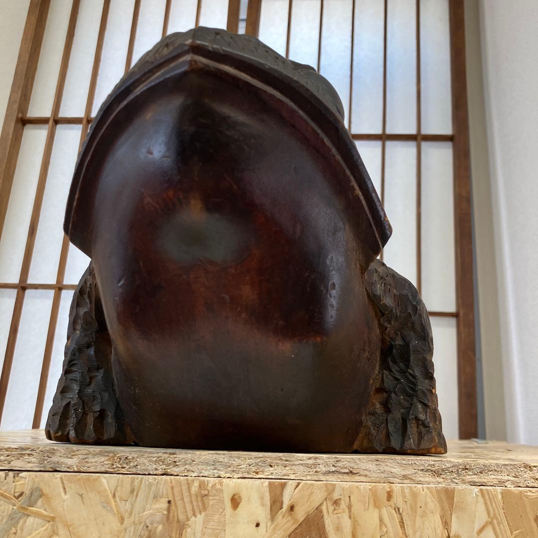 骨董品　福かえる　木彫　かえる　昭和20年頃の作￼N 37kE