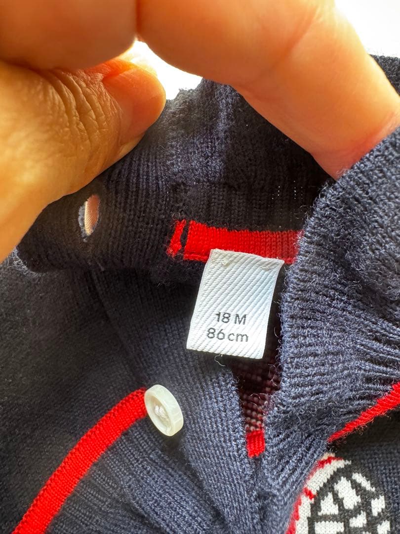 Burberryテディベア刺繍 ネイビー ワンピース 18M