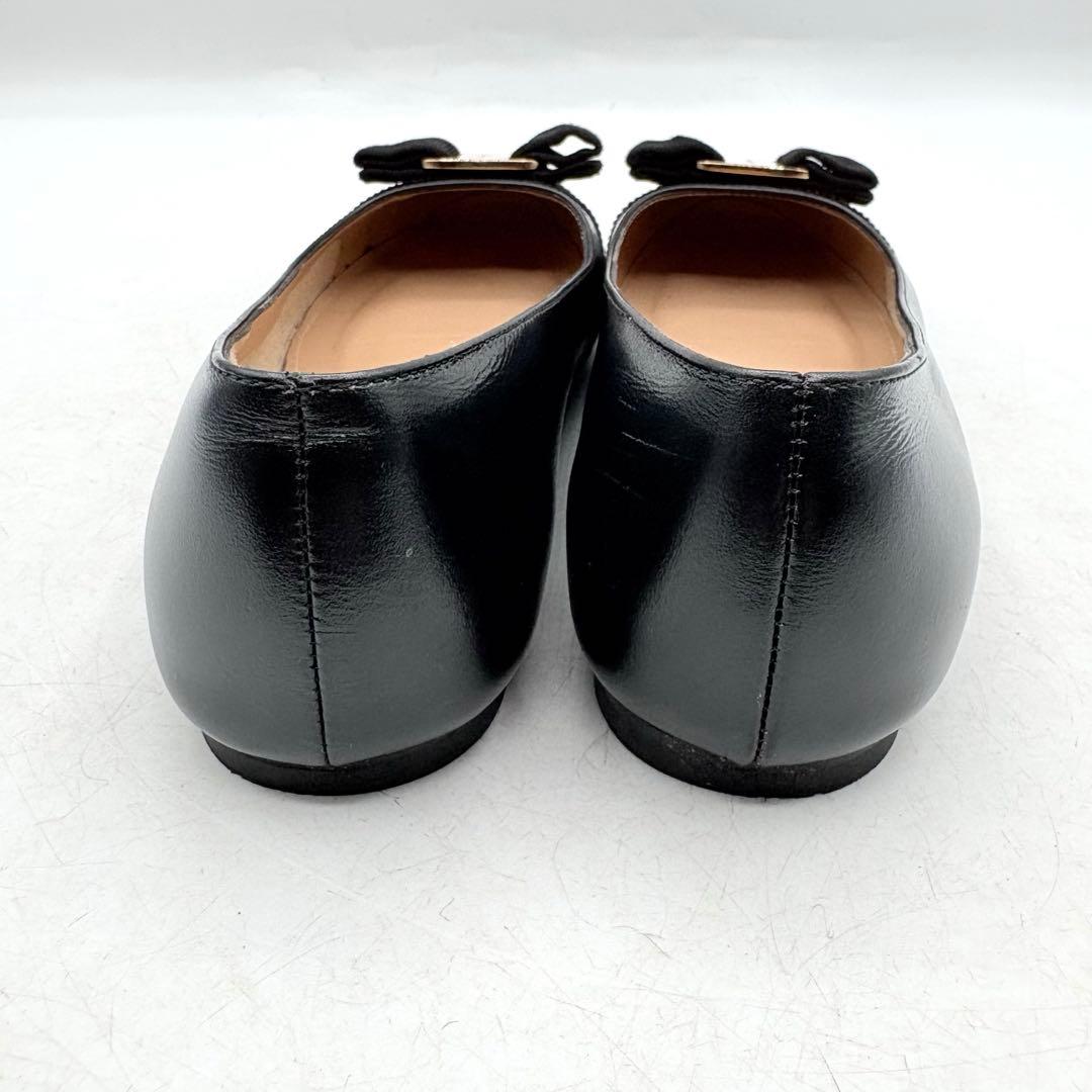 極美品✨サルヴァトーレフェラガモ ヴァラリボン 黒 フラットパンプス レザー