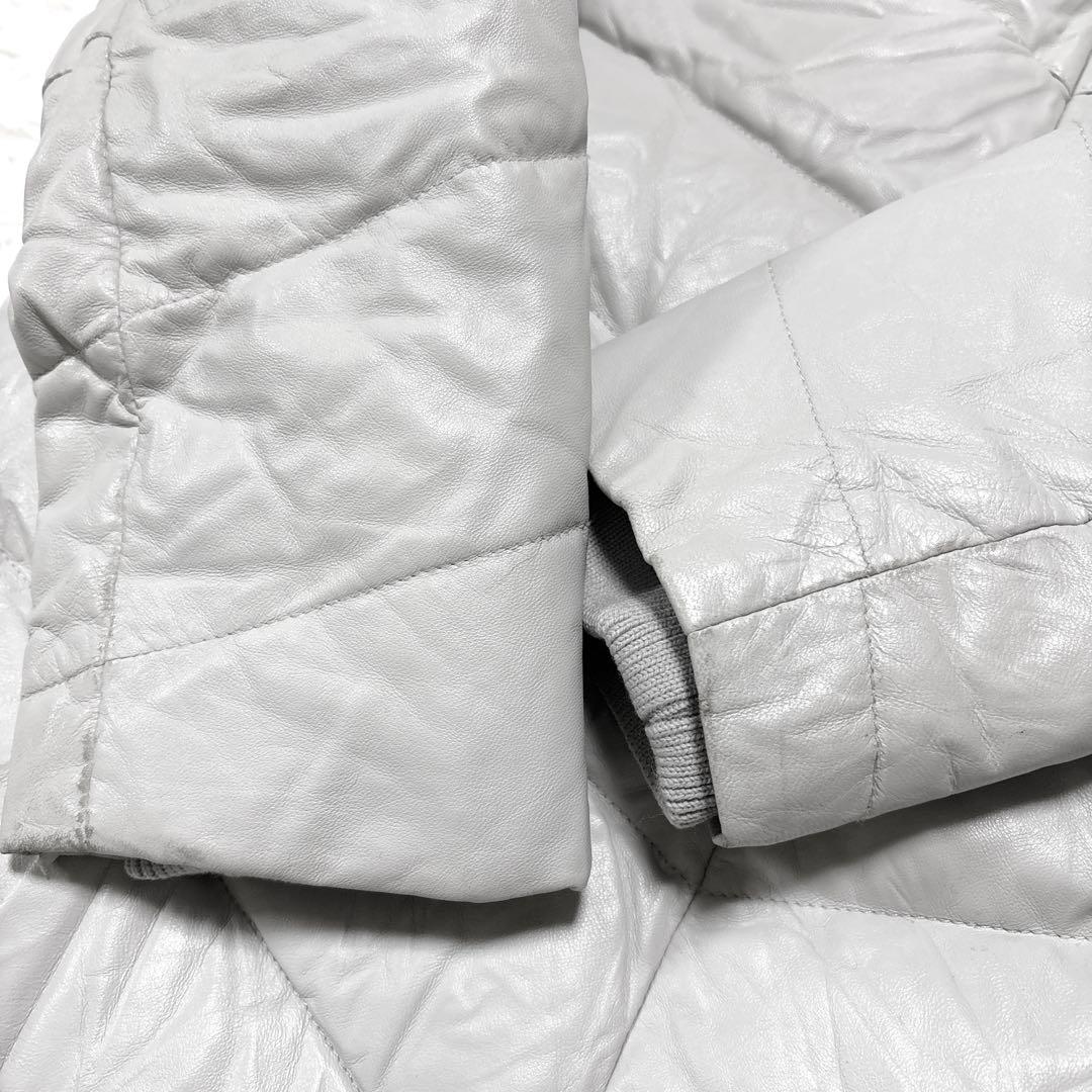 希少ダーマコレクションラムレザーロングダウンコートシルバーフォックスファーグレー