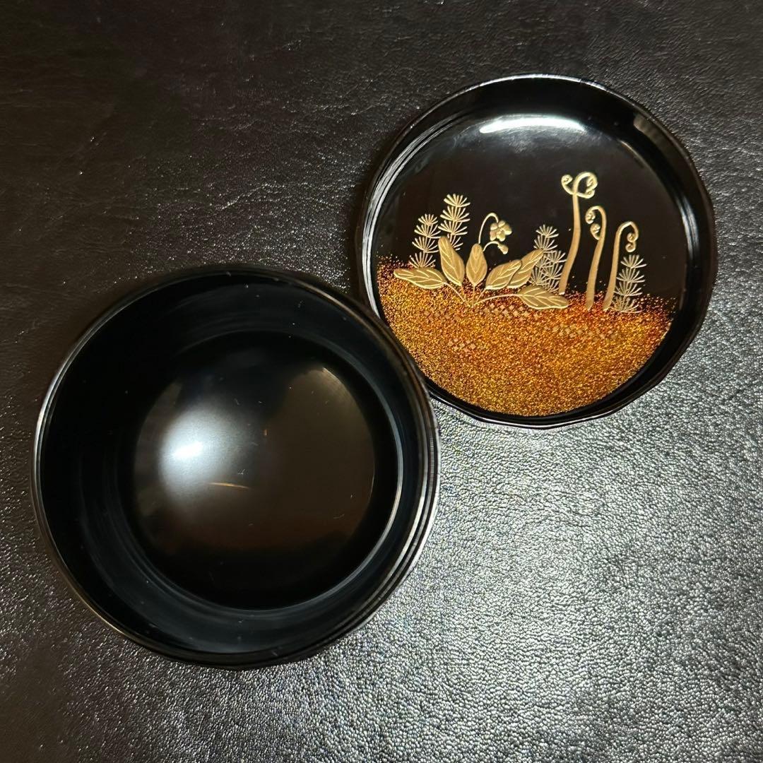 茶道具！輪島塗 溜塗 折撓棗 春草蒔絵 棗！『前田 清峰』作！共箱/紙箱/栞付！