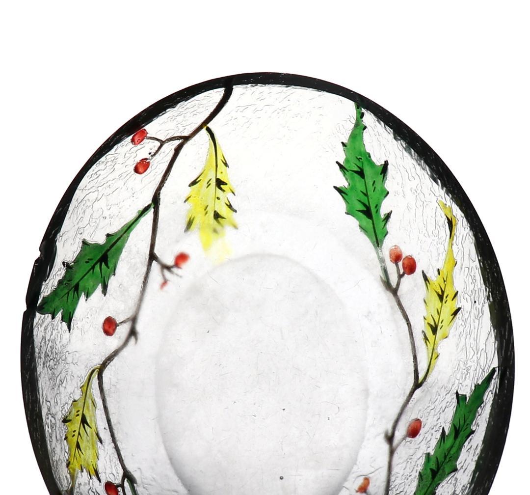 オールド・バカラ 美術館級 多色エナメル×アシッドエッチング 楕円型小皿 トレー