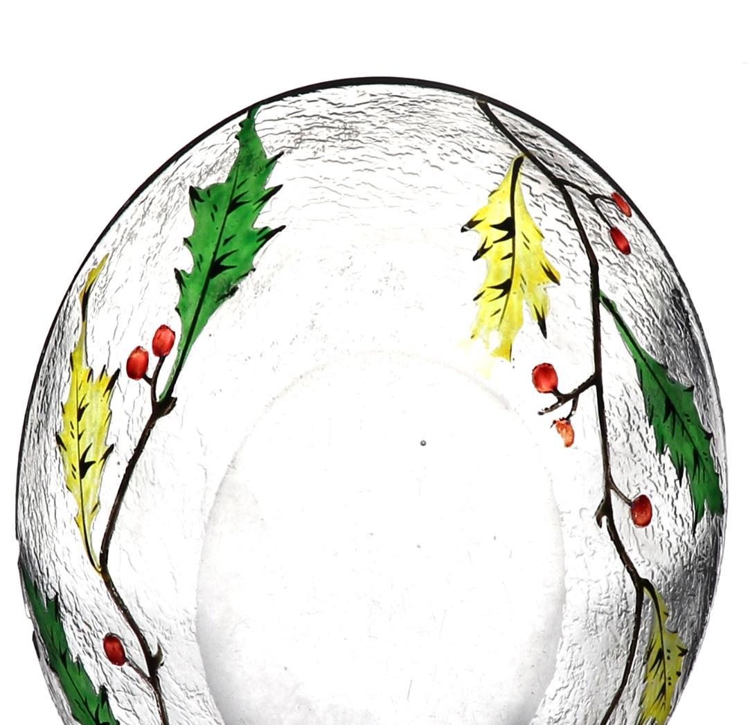 オールド・バカラ 美術館級 多色エナメル×アシッドエッチング 楕円型小皿 トレー