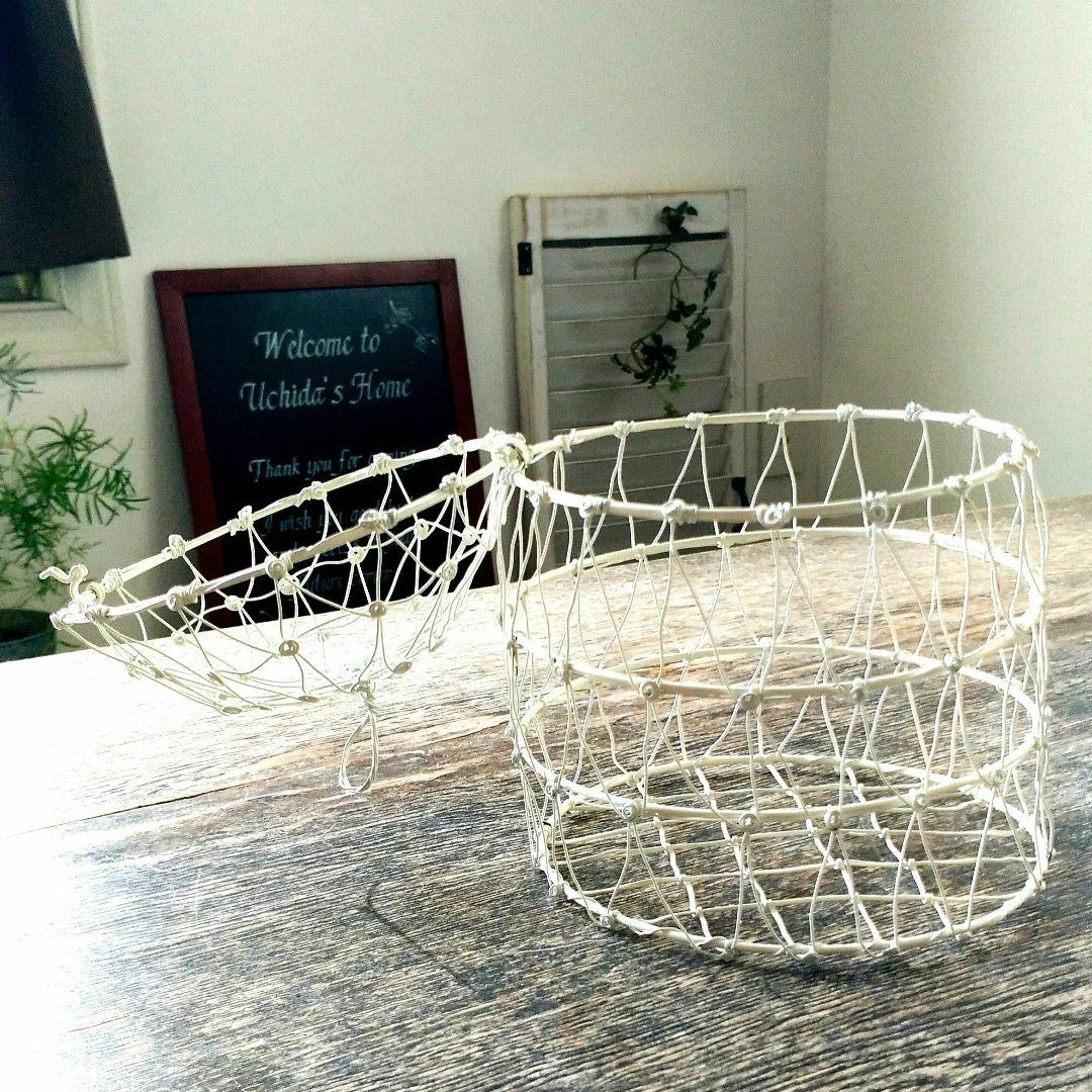 未使用☆アイアンの鳥かご風鉢ポット＆白いブリキポット＆フェイクグリーン