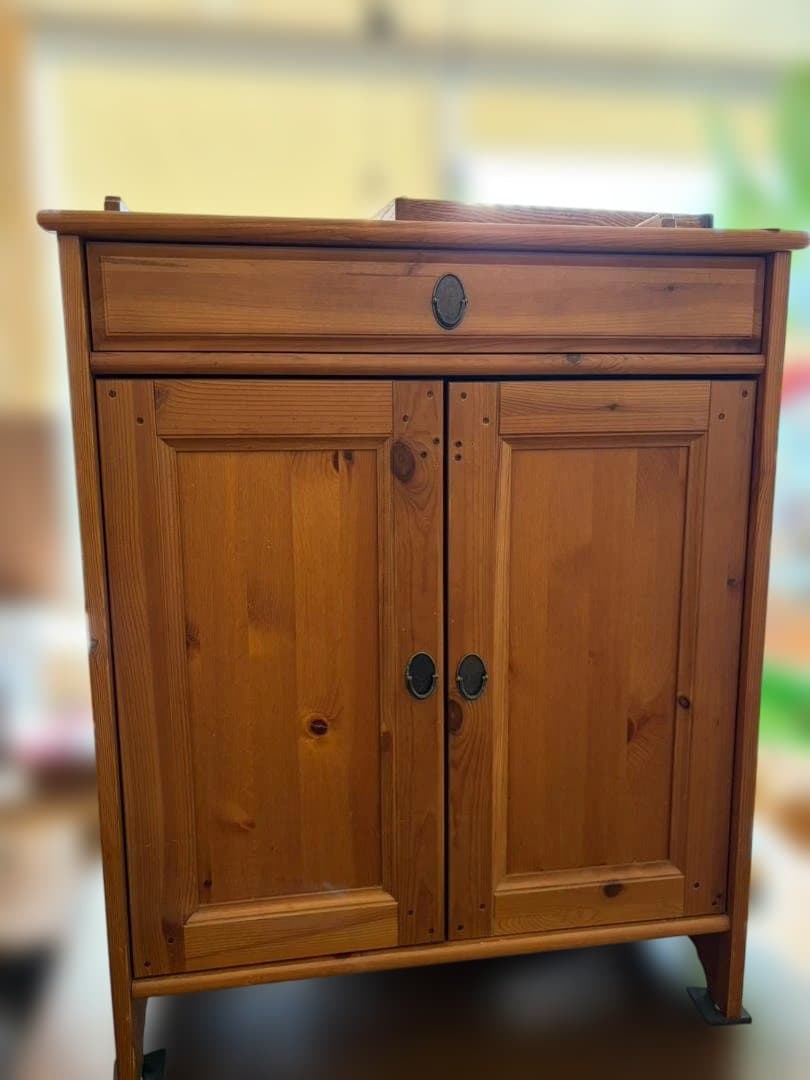 北欧風アンティーク パイン家具 2段収納棚 扉付き 食器棚　カントリー家具