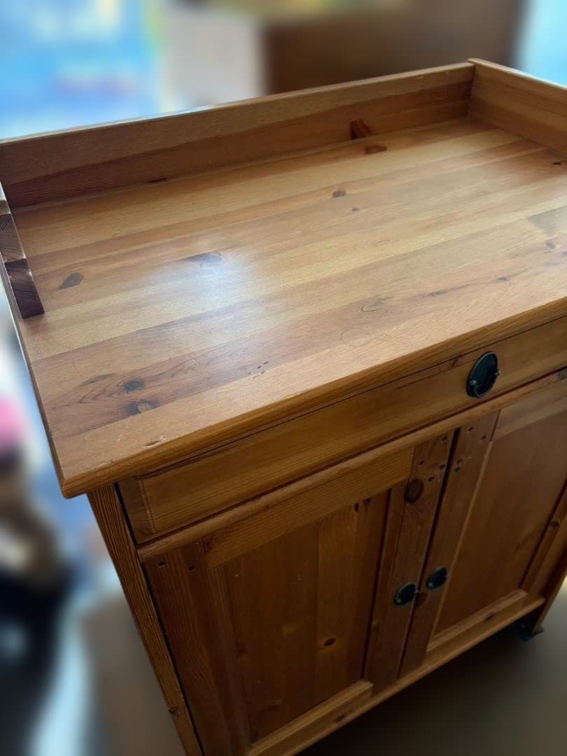 北欧風アンティーク パイン家具 2段収納棚 扉付き 食器棚　カントリー家具