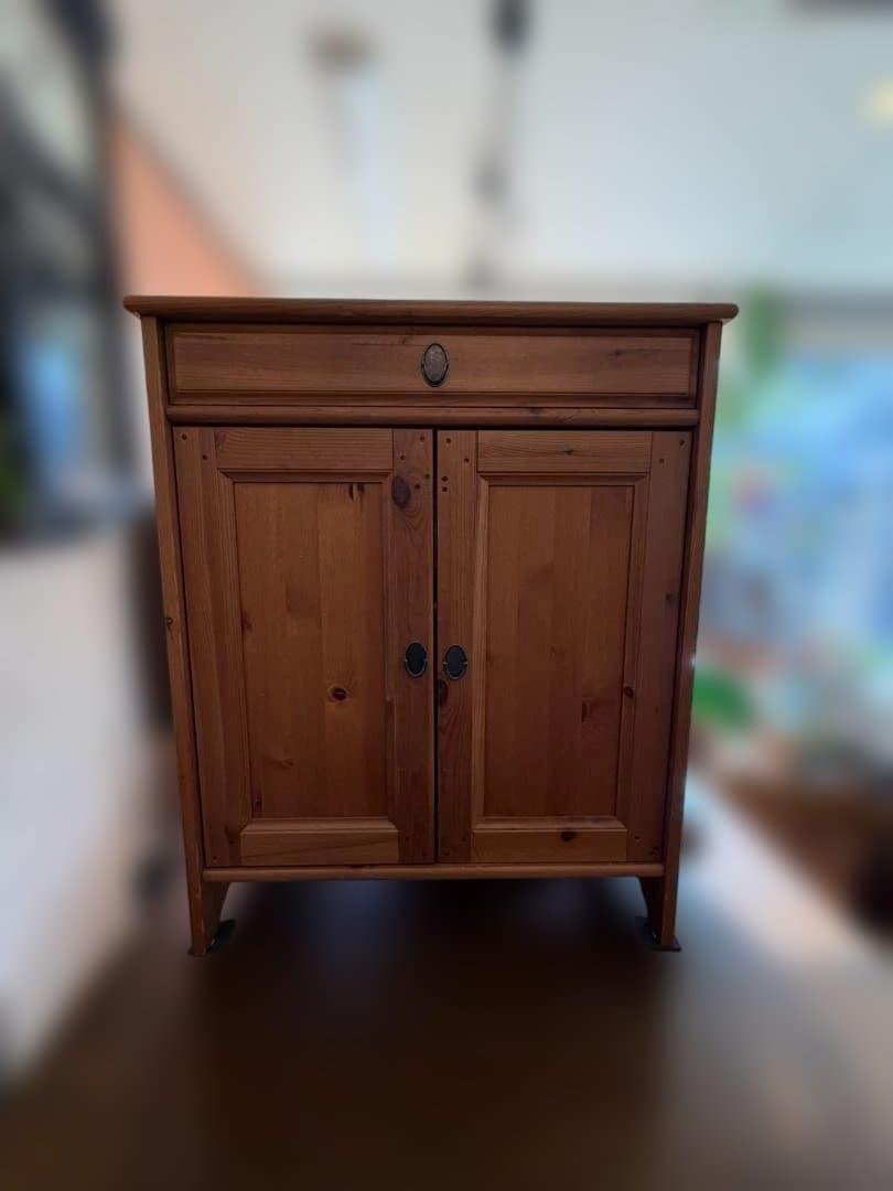 北欧風アンティーク パイン家具 2段収納棚 扉付き 食器棚　カントリー家具