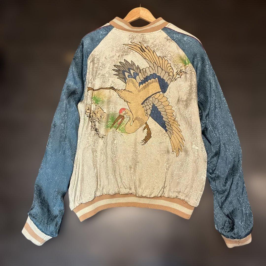 90s?プリント&サテン両面スカジャン　リバーシブル