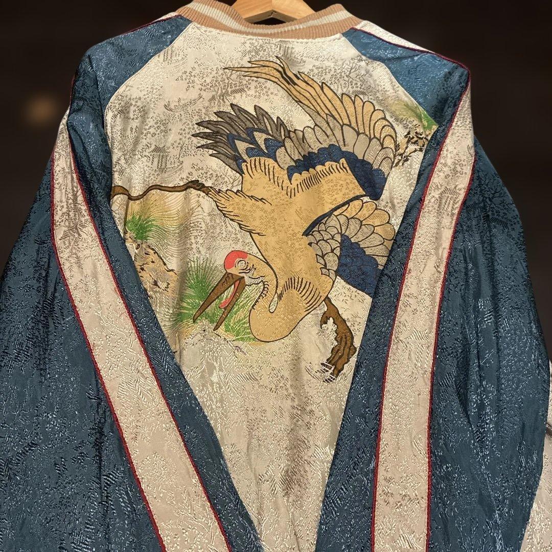 90s?プリント&サテン両面スカジャン　リバーシブル