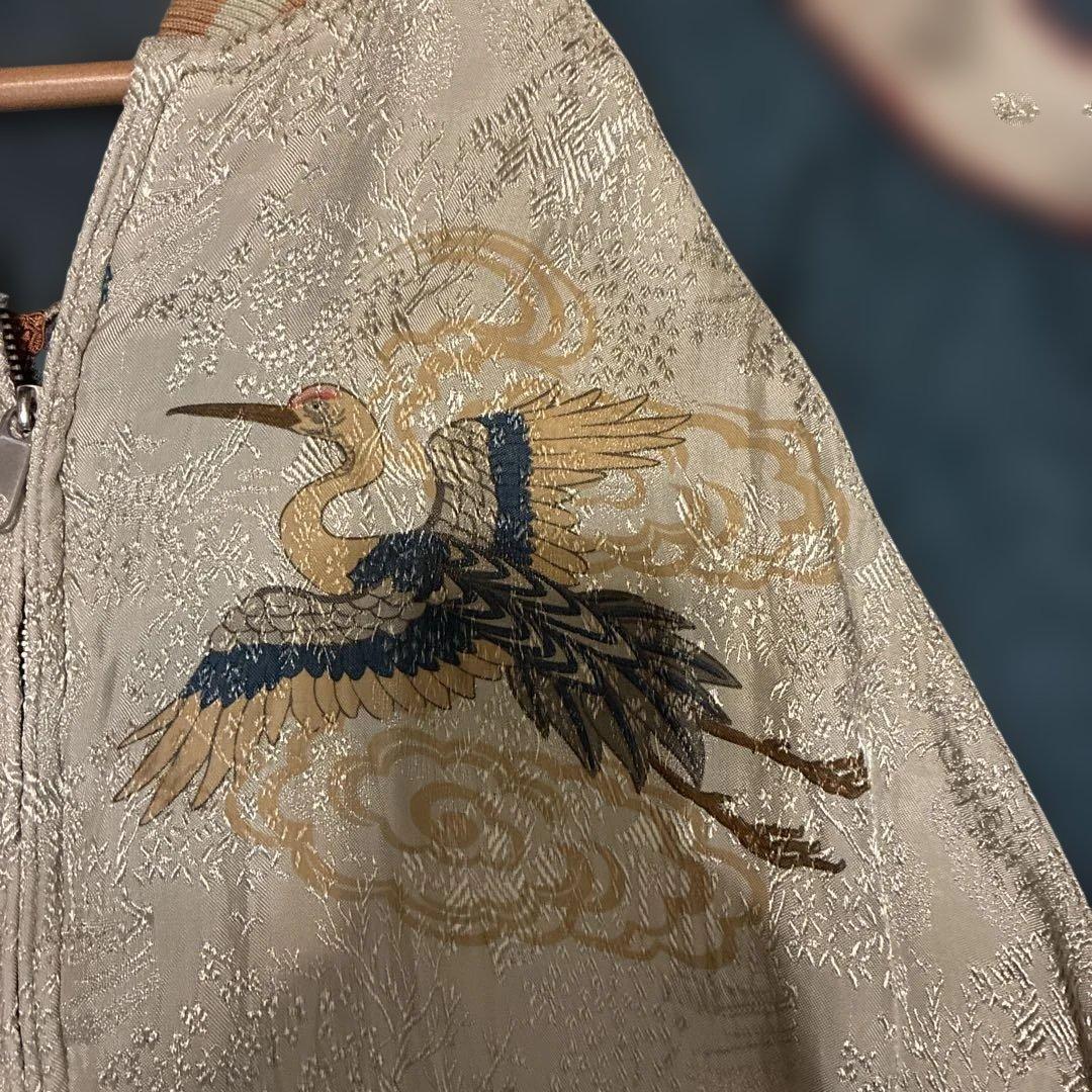 90s?プリント&サテン両面スカジャン　リバーシブル