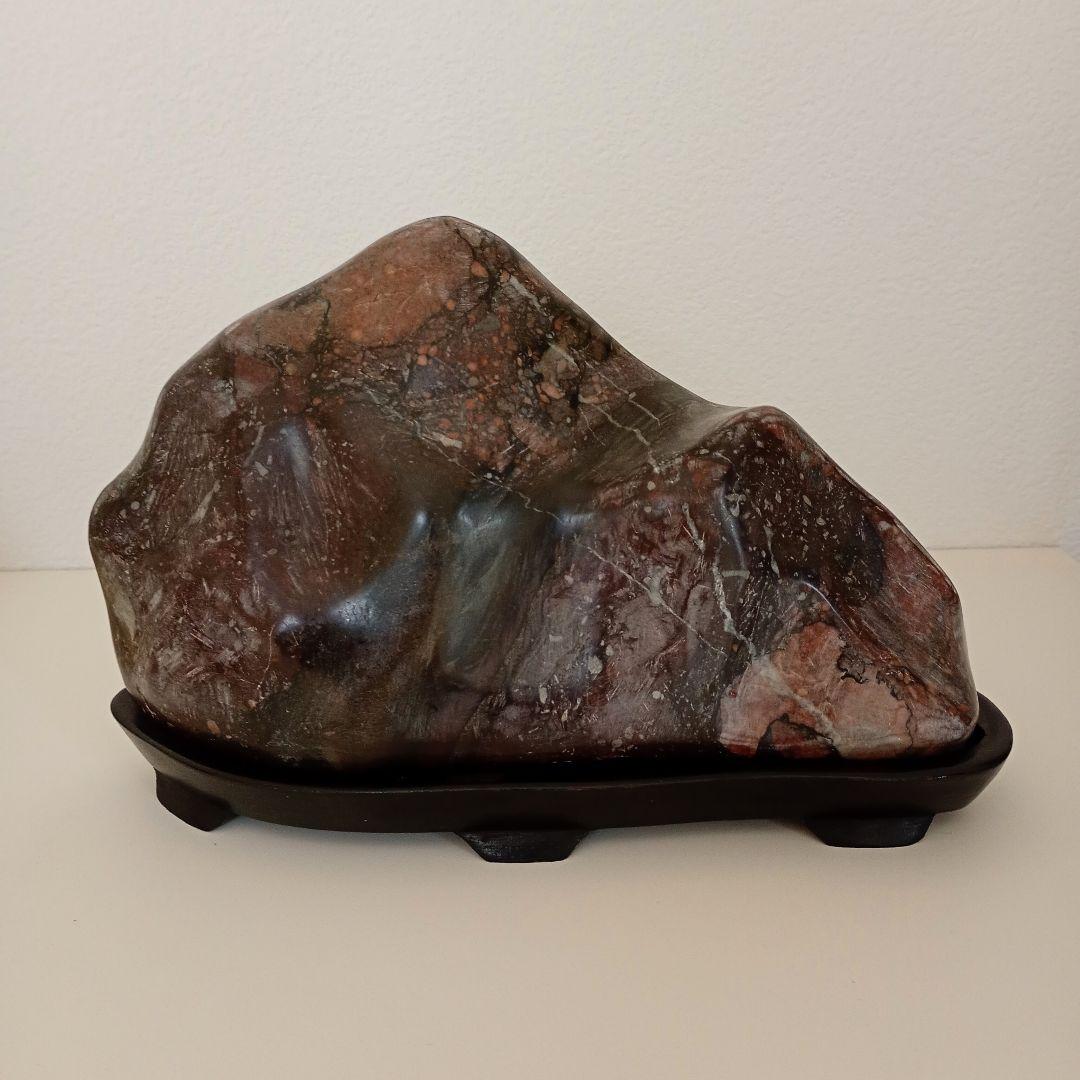 盆栽 鑑賞石 水石 置物 水石展 自然石 台座付 天然石 約26.5×16×9㎝