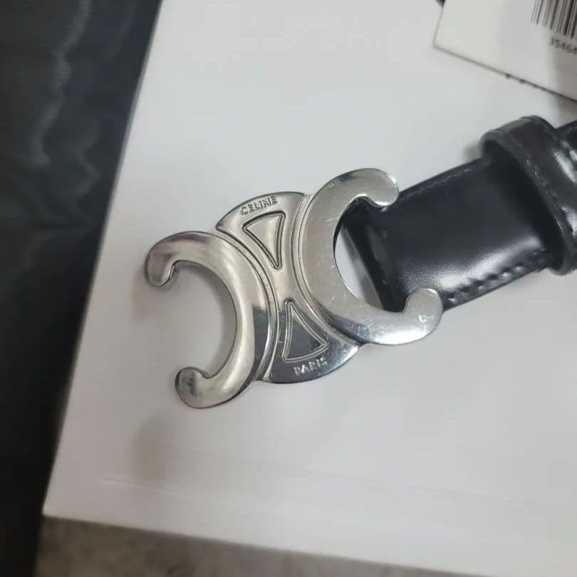 【美品】CELINE トリオンフ ベルト ミディアム スムースレザー ブラック