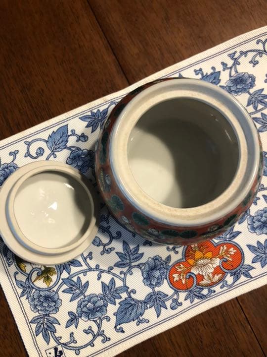 九谷祥花作、古九谷、昭和　蓋付きポット値下げ❗️