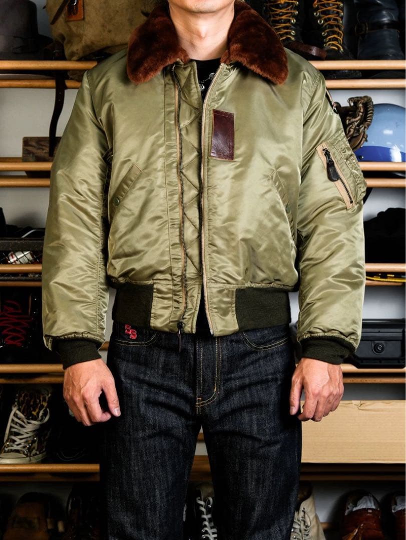 40 Lサイズ希少B-15B初期型復刻MA-1前身ムートン REALSIMONS