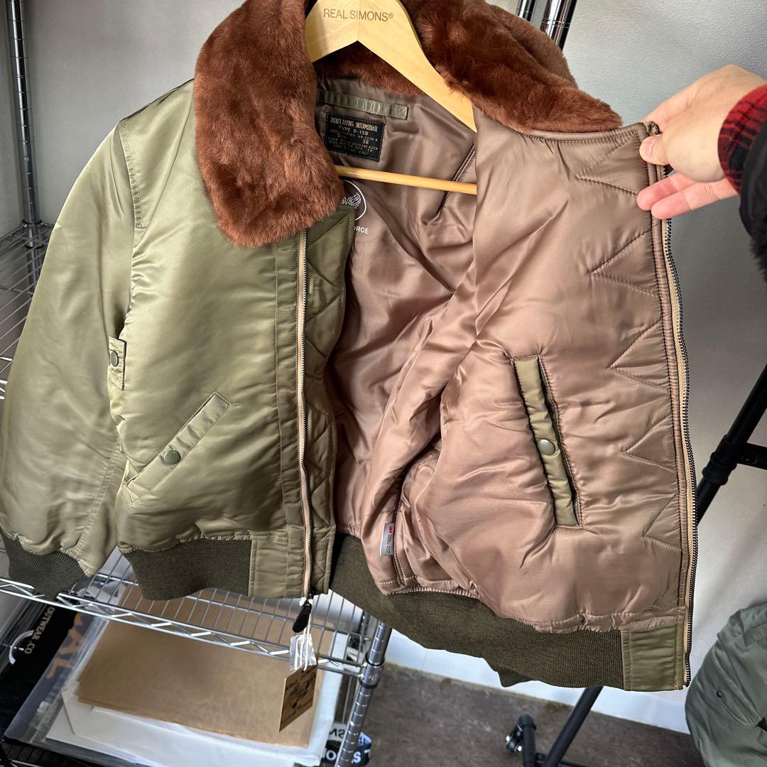 40 Lサイズ希少B-15B初期型復刻MA-1前身ムートン REALSIMONS