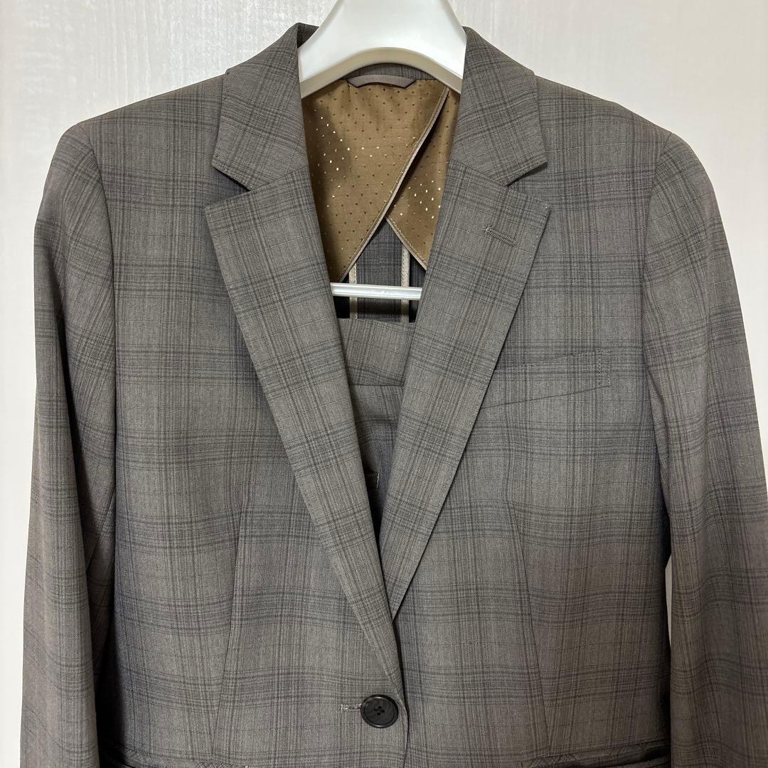 【美品】ビジネススーツ セットアップ パンツスーツ グレンチェック チェック柄