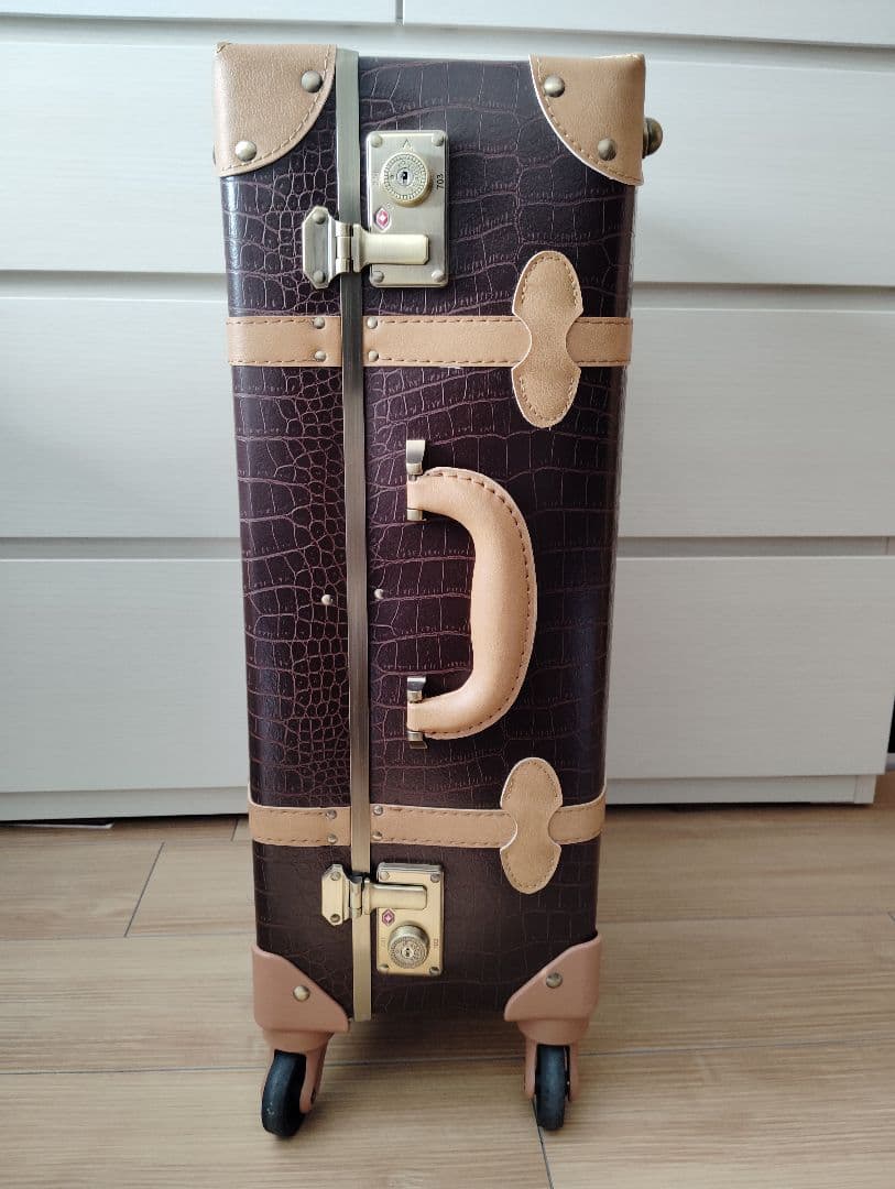 【Mサイズ】モアエルグ_キャリーケース_クロコブラウン×ベージュ