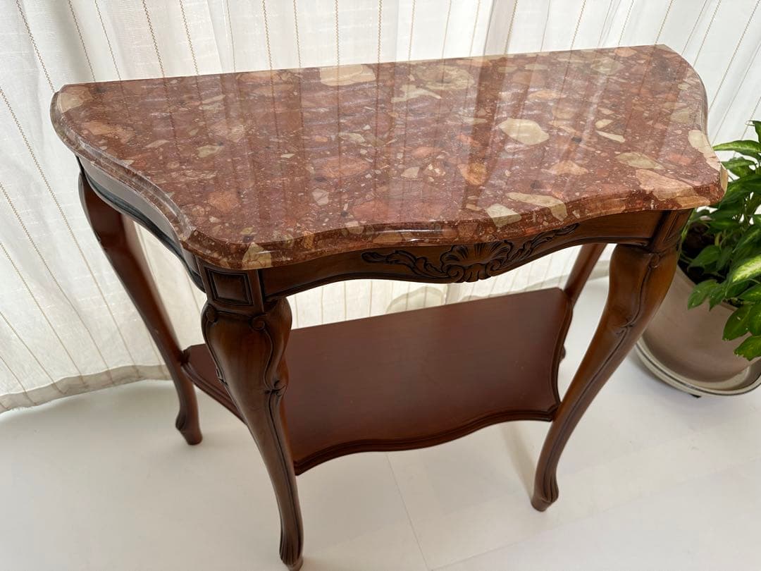 大理石 ロココ調 クラシック 猫脚 コンソールテーブル 電話台 家具