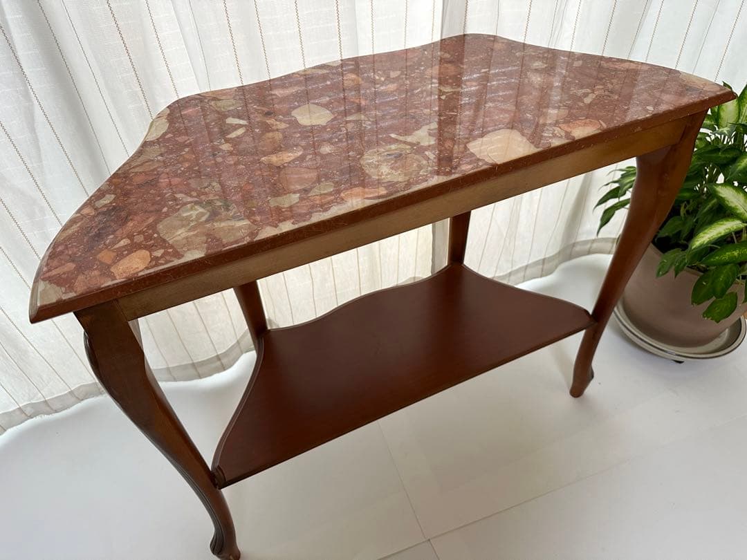 大理石 ロココ調 クラシック 猫脚 コンソールテーブル 電話台 家具