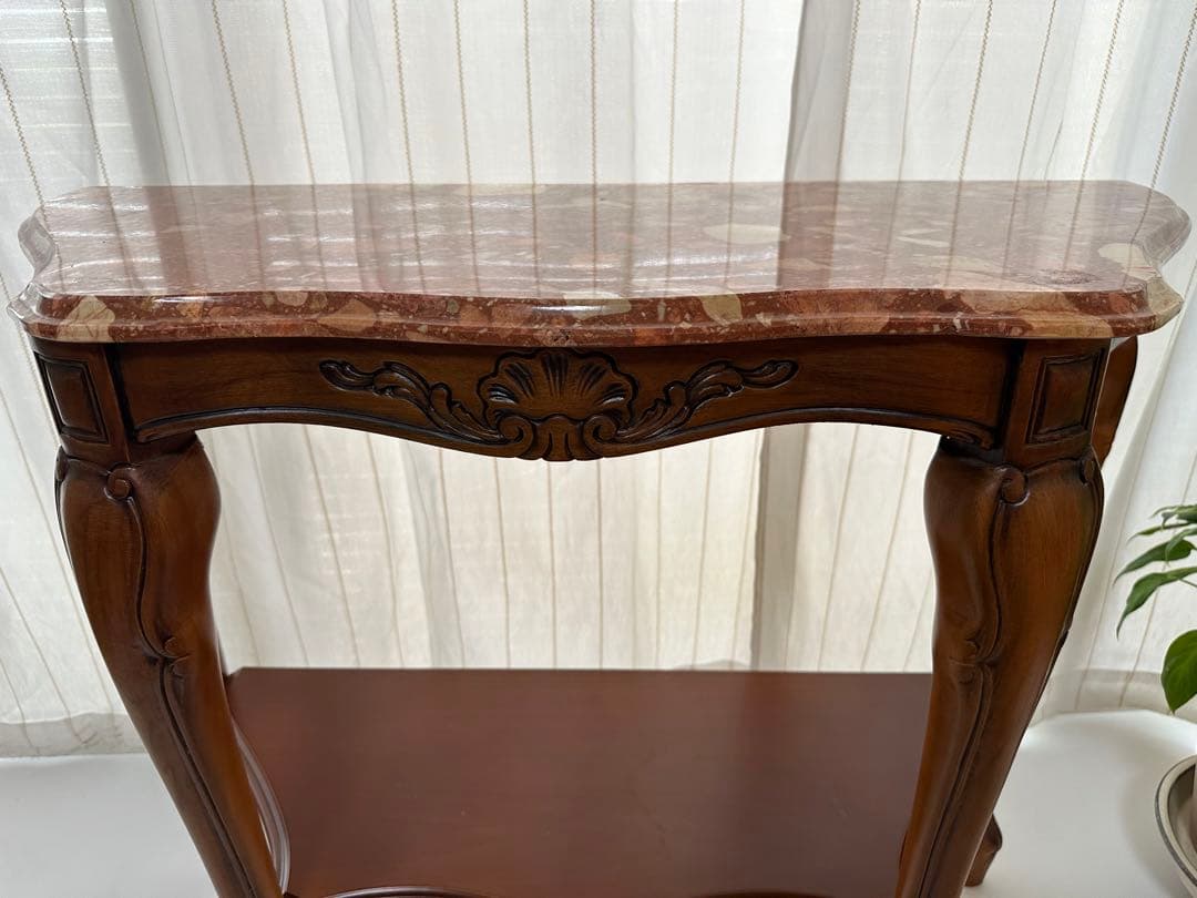 大理石 ロココ調 クラシック 猫脚 コンソールテーブル 電話台 家具