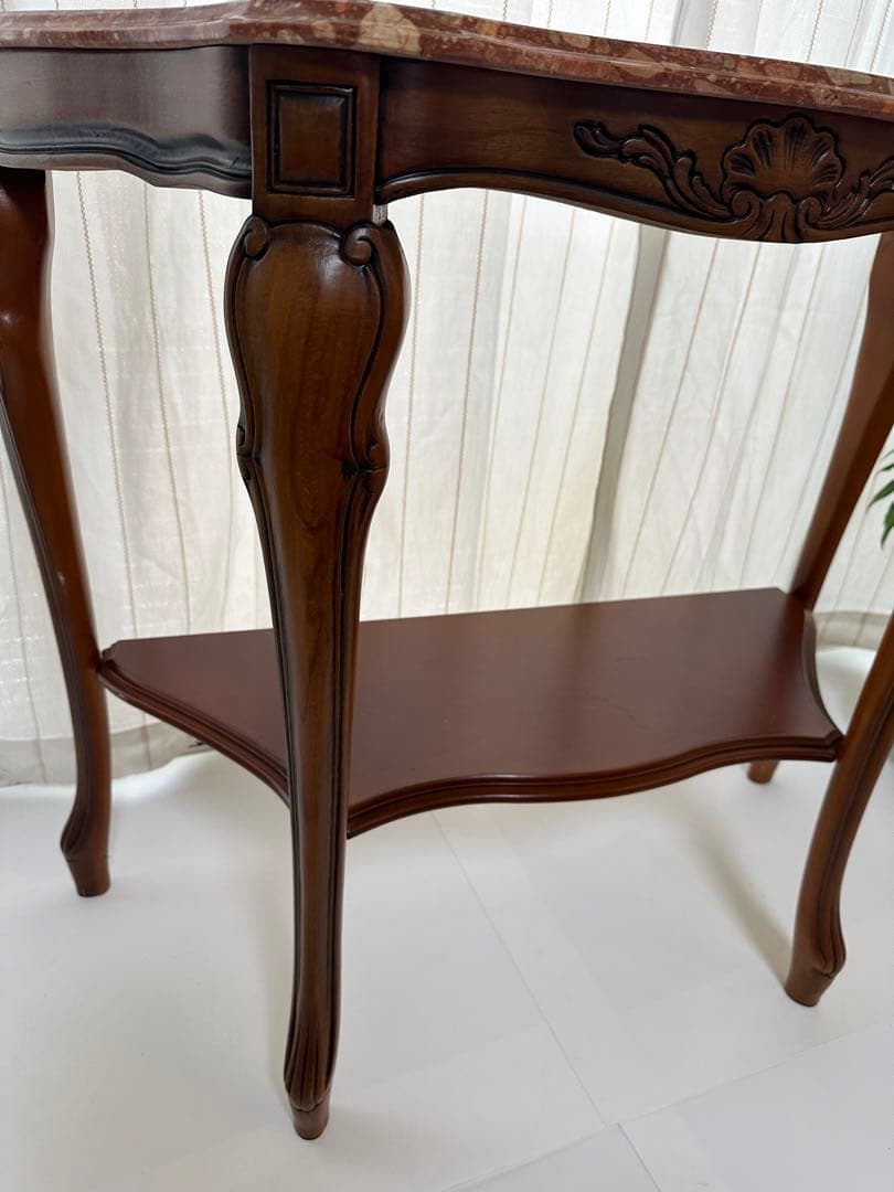 大理石 ロココ調 クラシック 猫脚 コンソールテーブル 電話台 家具