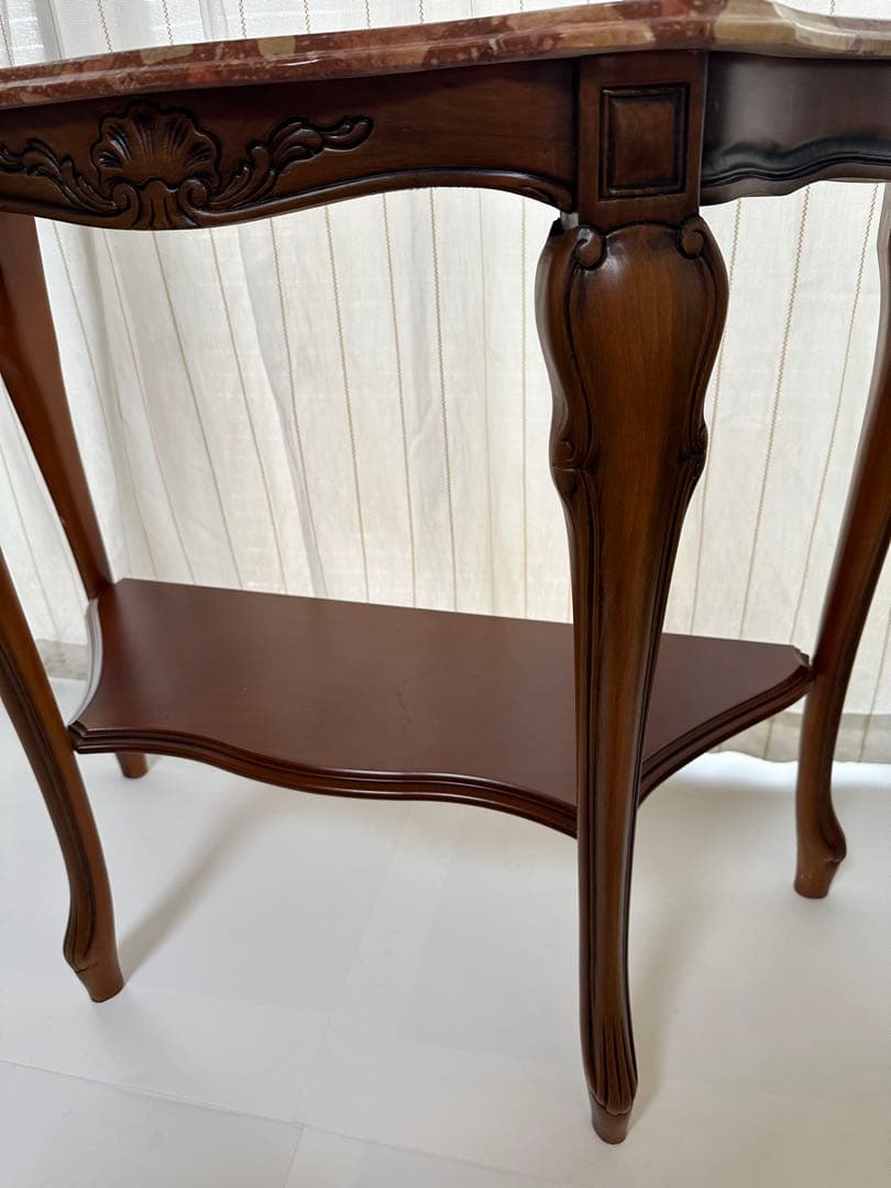 大理石 ロココ調 クラシック 猫脚 コンソールテーブル 電話台 家具